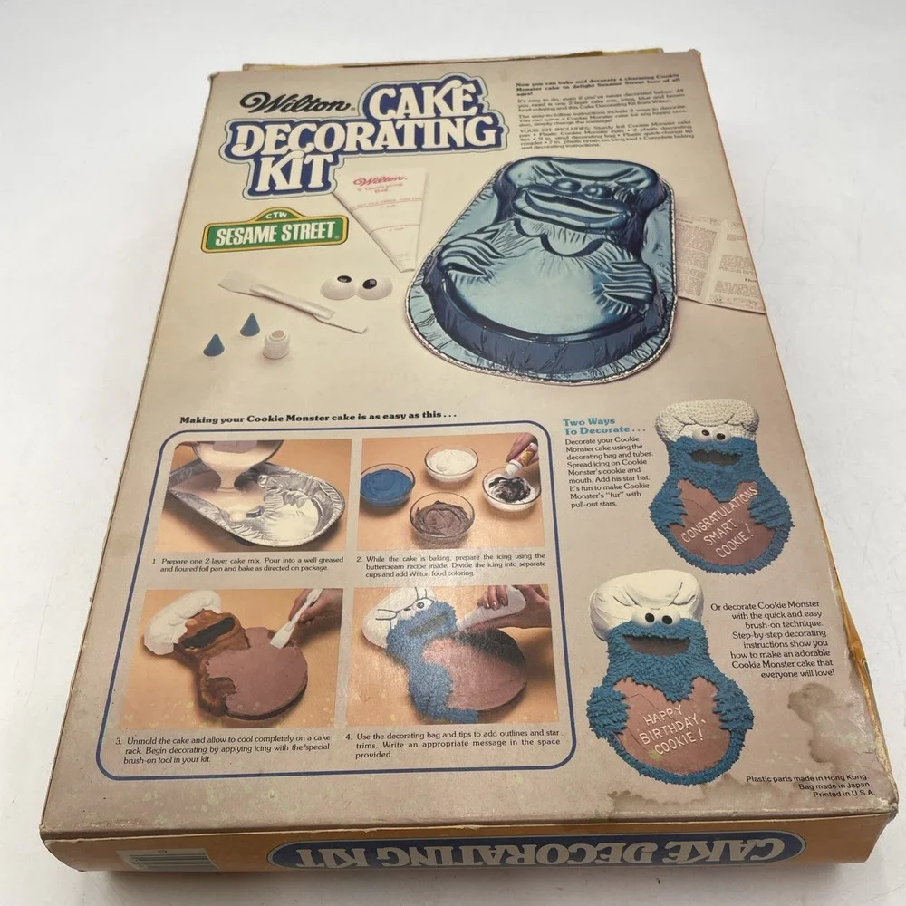 Vtg 1979 Wilton Cake Pan Cookie Monster Cake Pan Sesame Street Birthday Kit